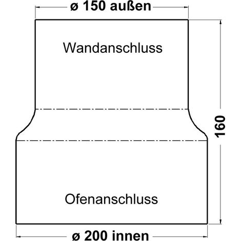 Reduzierung Ø200/ Wand Ø150mm dunkelgrau