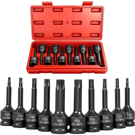 1/2 Inch Hex Socket (T20,T25,T27,T30,T35,T40,T45,T50,T55,T60) CR-MO Hexagonal Socket for Torx Screws (1/4)