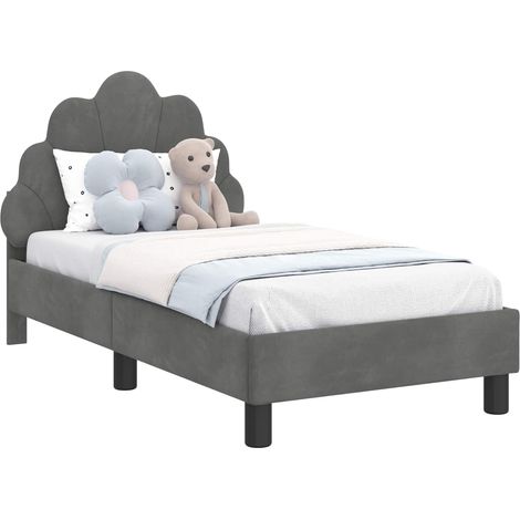 Toddler Bed Frame with Headboard Dark Grey 70 x 140 cm Velvet vidaXL