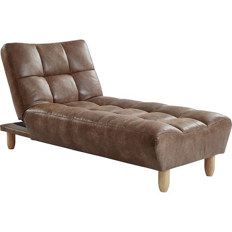 Chaise longue clic clac in microfibra invecchiata Marrone vintage - ESTEBAN