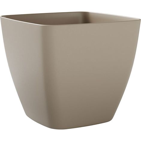 Vaso Quadrato Indoor e Outdoor Tera Ceylon Kit Milk Ø40 cm in Plastica Beige