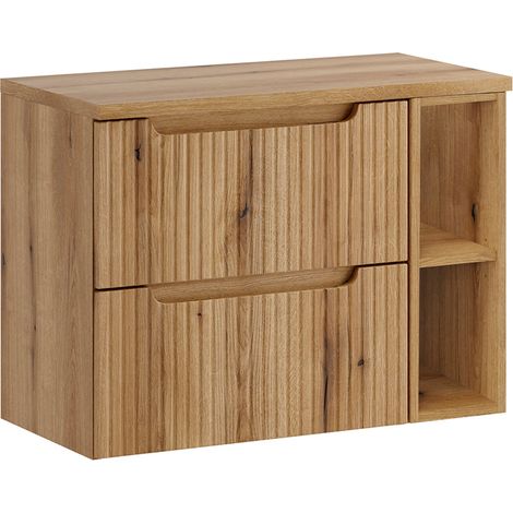 Waschtischunterschrank 80cm 2 Schubladen 2 Fächer Riva Holz (1/5)