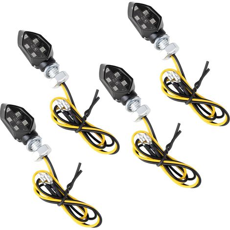 Clignotant Moto LED Mini Indicateurs pour Universel 12V pour Scooter Quad VTT Lampe Ambre Étanche Coque Noire ABS Accessoires de (1/5)