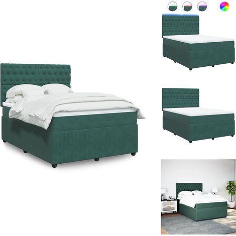 Sommier à lattes de lit et matelas Vert foncé 140x190cm Velours - Sommier À Lattes De Lit - Sommiers À Lattes De Lit - Lit - Meuble De Chambre À Coucher (1/5)