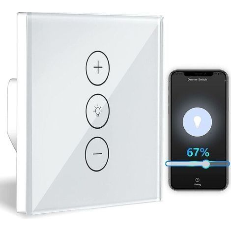 Interrupteur variateur, variateur de lumière WiFi à Fonction de pourcentage avec Fonction de synchronisation, contrôle de l'application vocale WLAN variateur d'éclairage encastré (1/4)