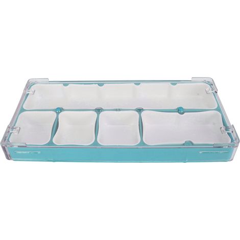 Boîte de rangement empilable 5 compartiments acrylique pour pièces de montre et outils de réparation bleue (1/5)