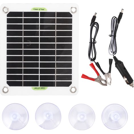 Chargeur Solaire 10W Portatif avec Pince Allume-Cigare et Double USB Type C pour Batterie Externe (1/5)