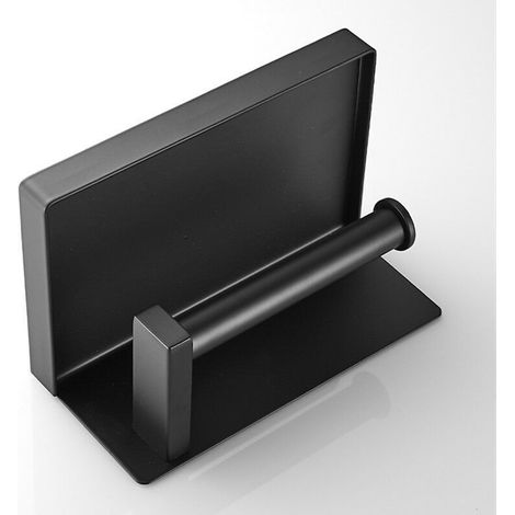 Porte Papier Toilette, Support Porte Rouleau Papier Toilette Mural sans Perçage, Derouleur Papier Toilette WC avec Etagère, en Acier Inoxydable SUS304, pour Cuisine et Salle de Bain, Noir (1/3)