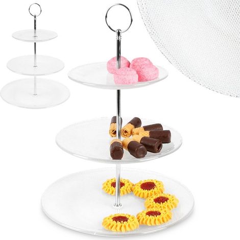 Soporte de cristal de 3 niveles para pasteles, galletas, frutas y aperitivos. (1/5)