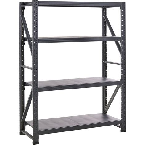 Etagère Moderne Métallique Extérieur Jardin Garage Autoportante 4 Niveaux Noir Fiuggi (1/5)