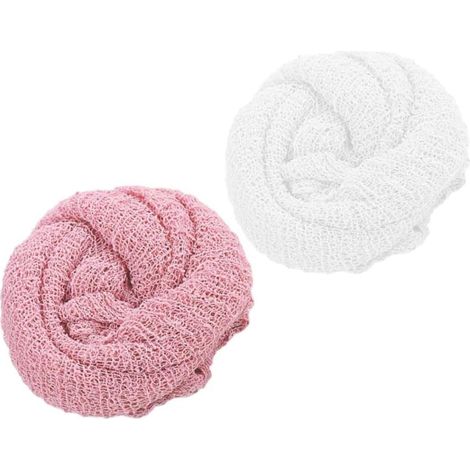Couverture D’emmaillotage -né 2pcs en Coton Blanc et Rose (1/5)