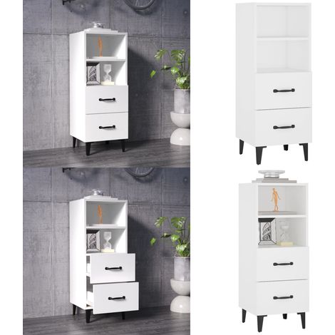 Credenza Bianca 34,5x34x90 cm in Legno Multistrato - Credenza bianca - Credenza con cassetti
