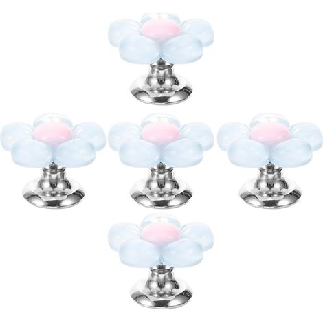 Bardusch - Lot de 5 Boutons-poussoirs de Chasse D'eau pour Toilettes en Plastique Forme Fleur, Design Floral Charmant, Résistant à L'usure, pour Salle de Bain (1/5)