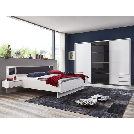 Schlafzimmer Set 2-teilig VIESTE-43 mit Bett 160x200 in weiß mit graphit (1/5)