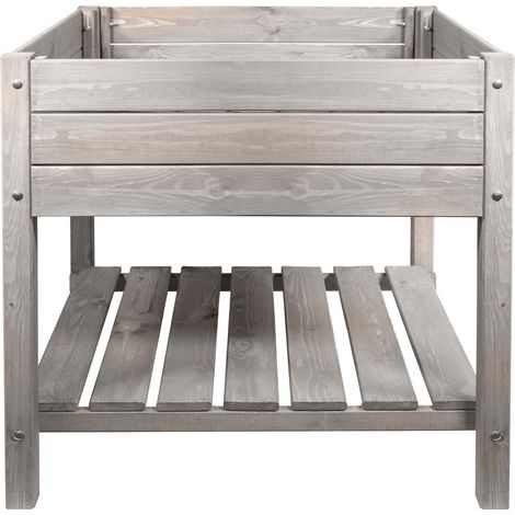 mgc24 Hochbeet Massiv XL 79x79x78cm Kiefernholz anthrazit (1/4)
