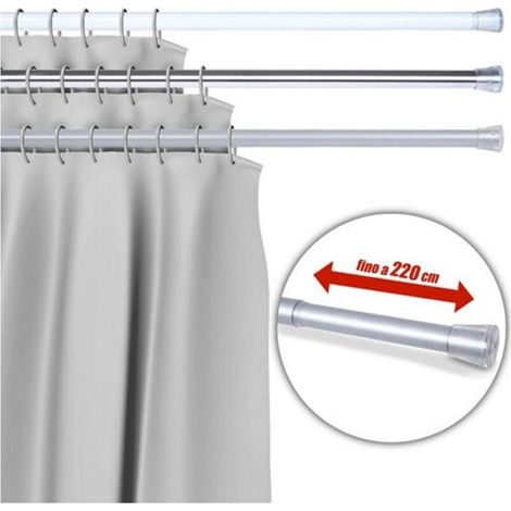 Barra Telescopica Per Tenda Da Doccia 125 Cm Fino A 220 Cm Alluminio Cromato (1/5)