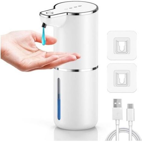 Automatic Soap Dispenser, 1200 mAh Automatic Wall Mounted Soap Dispenser with Infrared Motion Sensor, IPX5, USB Rechargeable, 4 Adjustable Levels for Bathroom, Kitchen (1/5)