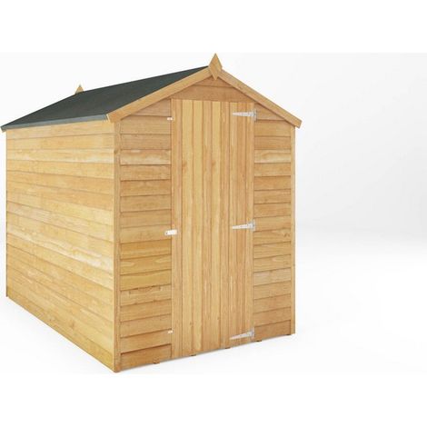 7 x 5 Feet Overlap Apex Windowless Shed - Timber - L215 x W160.3 x H191.9 cm - Brown