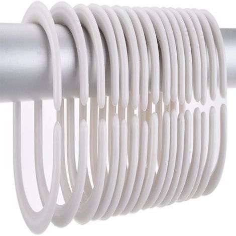 Lot de 30 anneaux de rideau de douche, crochets et attaches en C pour rideau de salle de bain (transparents) (1/5)