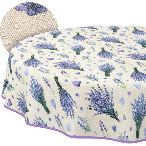 Nappe enduite Lavande Violet avec Ourlet Ronde Ø 120 cm Anti-Taches (1/5)
