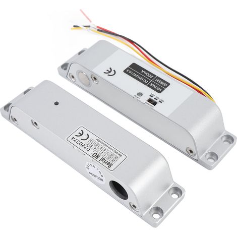 Verrou électrique à pêne tombant 12V 24V DC mode NC fail safe serrure électrique encastrée à temporisation pour portes bois métal coupe-feu pose en surface (1/5)