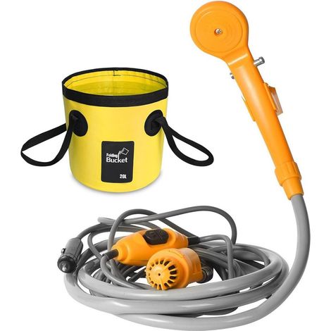 Kit de douche portable pour extérieur, pommeau de douche de camping se connectant à un adaptateur allume-cigare 12 V-AquaForge (1/5)