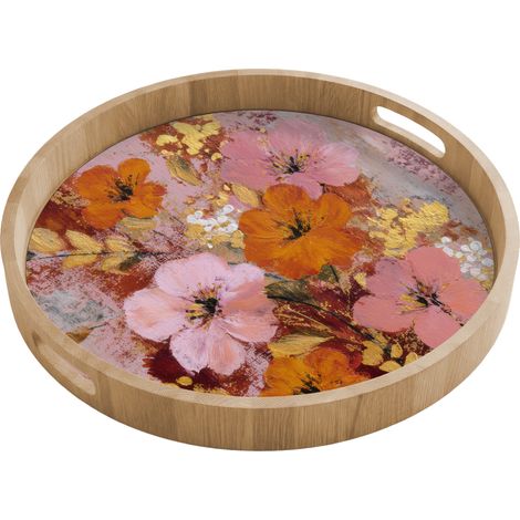 BANDEJA Pintura - Flores - Rústico - Rosa 50x50 cm