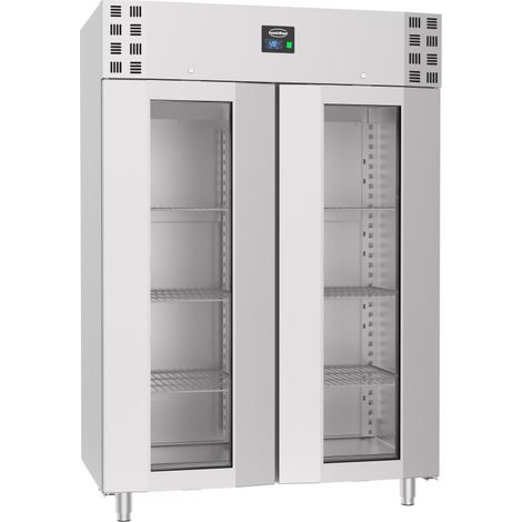 Congélateur inox 1400L portes verre refroidissement renforcé 2 portes LED verrouillable - Combisteel (1/4)