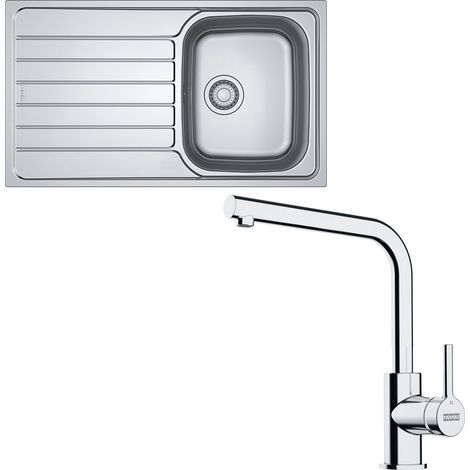 Pack évier Spark Inox Dékor 860 x 500 x 160 mm + mitigeur Lina L - Franke (1/5)