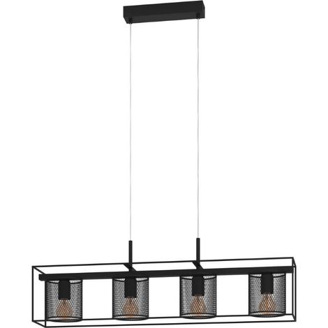 Lampe suspendue Catterick Steel noir E27 4x40w L: 91cm B: 16,5 cm H: 110 cm Dimmable (1/3)
