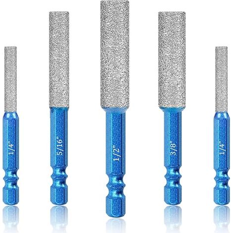 Lot de 5 forets diamantés secs pour porcelaine, granit, céramique, marbre, pierre, verre, matériaux durs – 6 mm, 8 mm, 10 mm, 12 mm (1/5)