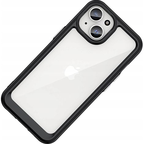 Custodia rinforzata con cornice flessibile per iPhone 15 Plus, tema Spazio Esterno - nera (1/5)