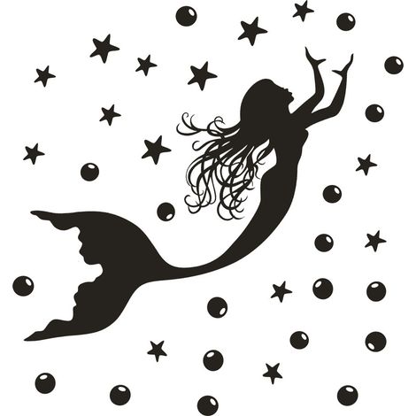 BRAVIX Un lot de Stickers muraux étoile de mer bulles sirène,Decoration murale pour salon chambre bureau cuisine - Autocollant mural