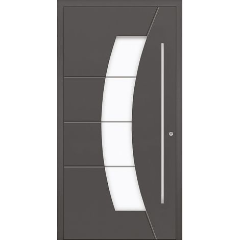 Porte d'entrée en aluminium PASSIVE ALU G2 90 cm anthracite - Poussant: Gauche