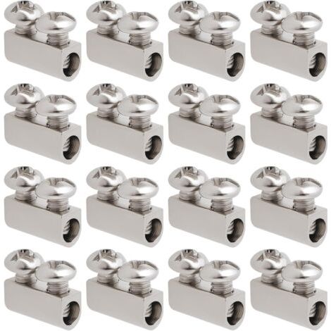 50 colliers de serrage M3 10 x 5 mm à double trou, en acier avec fermeture à vis pour bornes, compatibles avec les câbles à trou de 3,0 mm, couleur argent. (1/5)