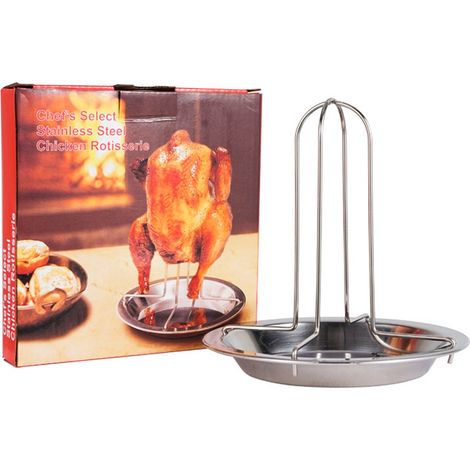 Grill Vertical Antiadhésif en Acier Inoxydable pour Cuisson de Poulet au Barbecue (1/5)