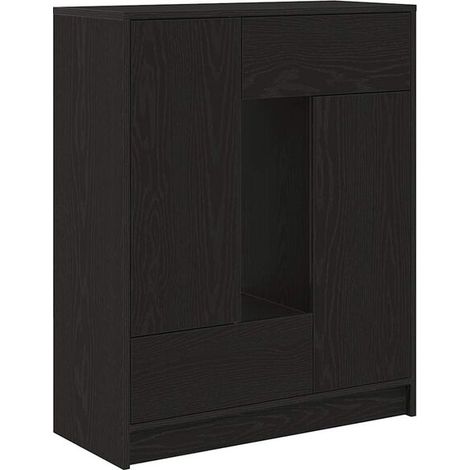 Buffet de Cuisine avec Tiroirs et Portes, Meuble Rangement Noir Chêne, 73x31x90 cm (1/5)