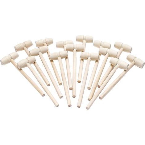 Lot de 30 mini marteaux en bois, QttvbTna, blancs, 14 x 4,2 cm