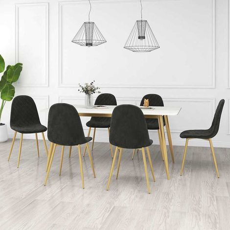vidaXL Chaises à manger lot de 6 noir velours (1/5)