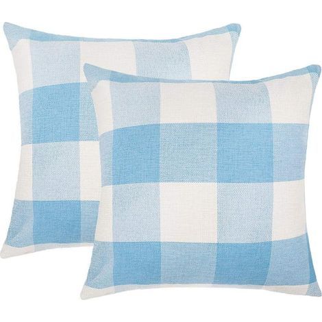 Et De 2 Ferme Buffalo Check Plaid Housses De Coussin Housse De Coussin Polyester Coton Pour La Décoration D'été Bleu Ciel Et Blanc (1/4)