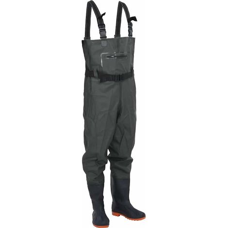 Vadeador de pecho con botas y cinturón verde oscuro talla 39 (1/5)