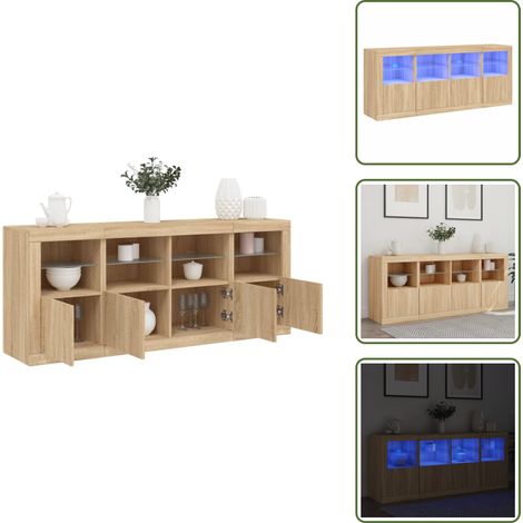 Buffet avec lumières LED chêne sonoma 163x37x67 cm - Meuble De Rangement - Buffet - Meuble Tv - Armoire - Luminaire Led (1/5)