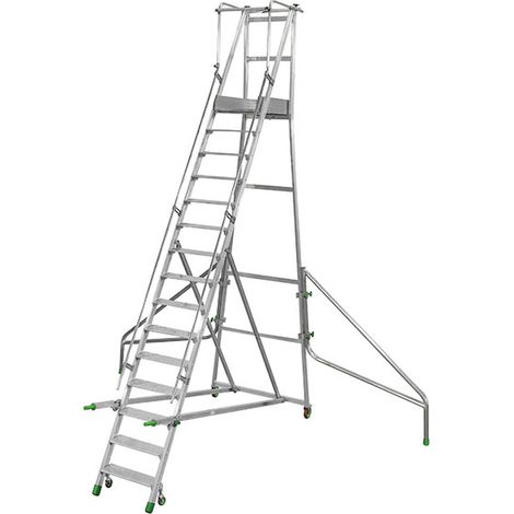 FACAL - Escabeau Aluminium Roulant avec Stabilisateurs Castiglia - Hauteur de plancher 3,28m (1/5)