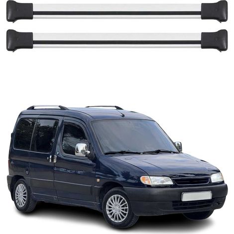 OMAC Barres de toit en aluminium pour Citroën Berlingo mk1 1996-2010 – TÜV / DIN 75302:2019 – Charge max 75 kg – 2 barres Argent (1/4)