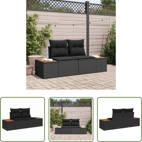 Canapé extérieur - Canapé de jardin Noir 184 x 62 x 85cm polyrotin (1/5)