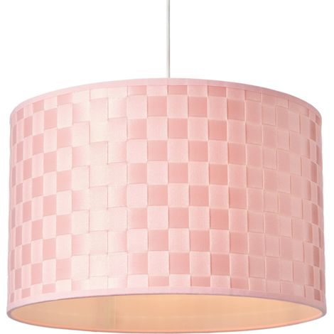 Litecraft Sovin Light Shade 35cm Woven Easy Fit Drum Ceiling Lampshade - Pink (1/5)