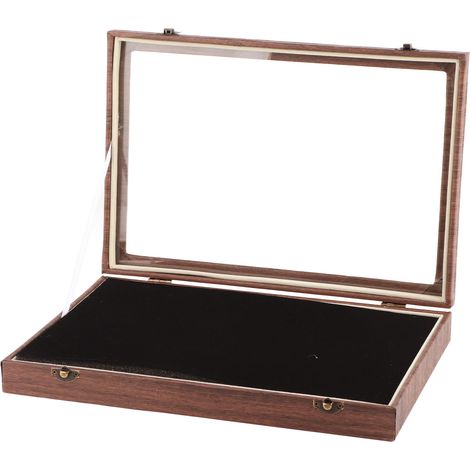 Coffret de Présentation Pin Grande Taille Noir Cuir PU Anti-Poussière Verre pour Pièces, Bijoux, Badges, Médailles (1/5)