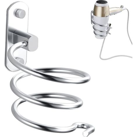 95Street Support de Sèche Cheveux,Porte Sèche Cheveux Mural Support pour Sèche-Cheveux pour hôtel, Salle de Bain, WC, barbier Aluminium(Argent)