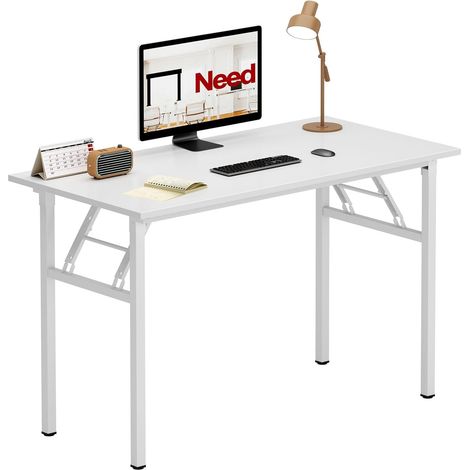 Soges – Bureau pliant 100x60cm – Table d'ordinateur pour bureau à domicile – Structure en métal robuste – Pliage rapide et facile