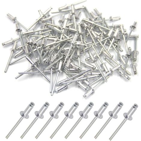 Set di 150 Rivetti Ciechi Rivettini chiodi 4x10mm in Alluminio con Testa Tonda (1/5)